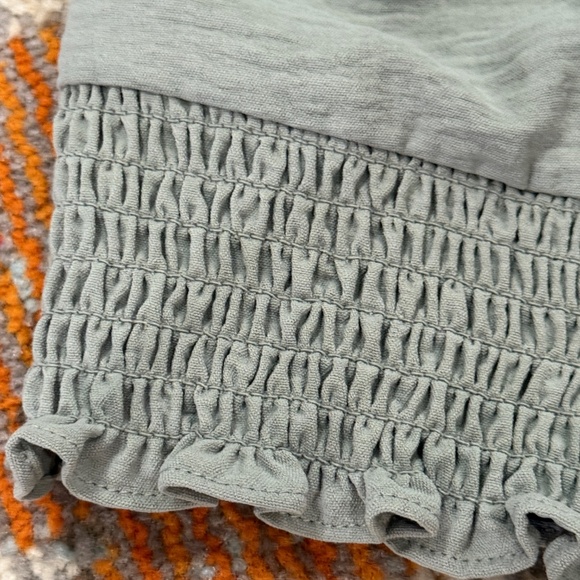 V Neck Tie Back Blouse Maurices soft green long sleeve dressy top elastic waist - Picture 2 of 8